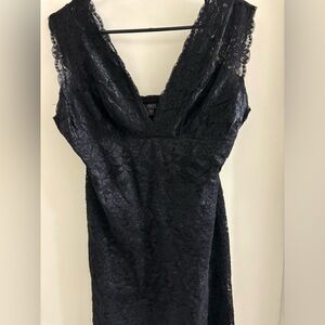 Guess Low V Neck Black Lace Cocktail Dress